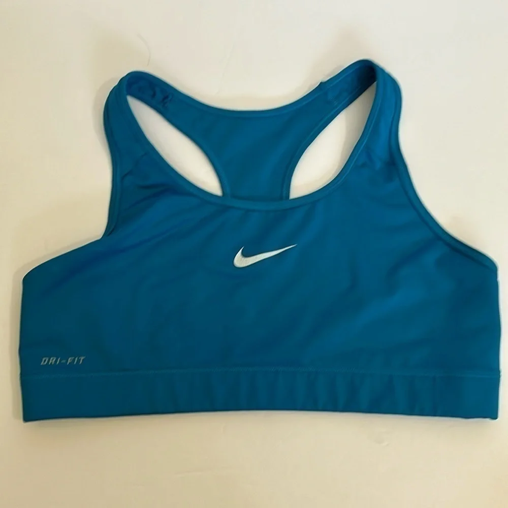NIKE PRO MEDIUM SUPPORT BRA - GEODE TEAL/WHITE size large EUC NO TAG